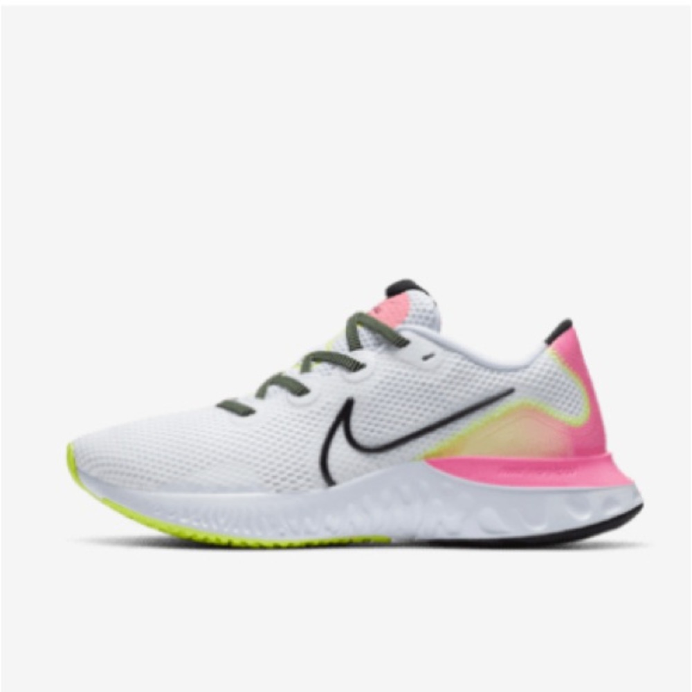 Nike Women’s Renew Run 10 White Pink Yellow Tennis Running Shoe